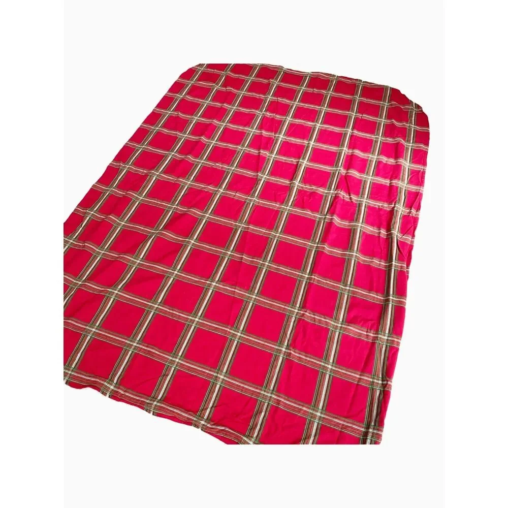 Lenox Cotton Fabric Tablecloth Red & Green Plaid Oval Rustic Country Farmhouse